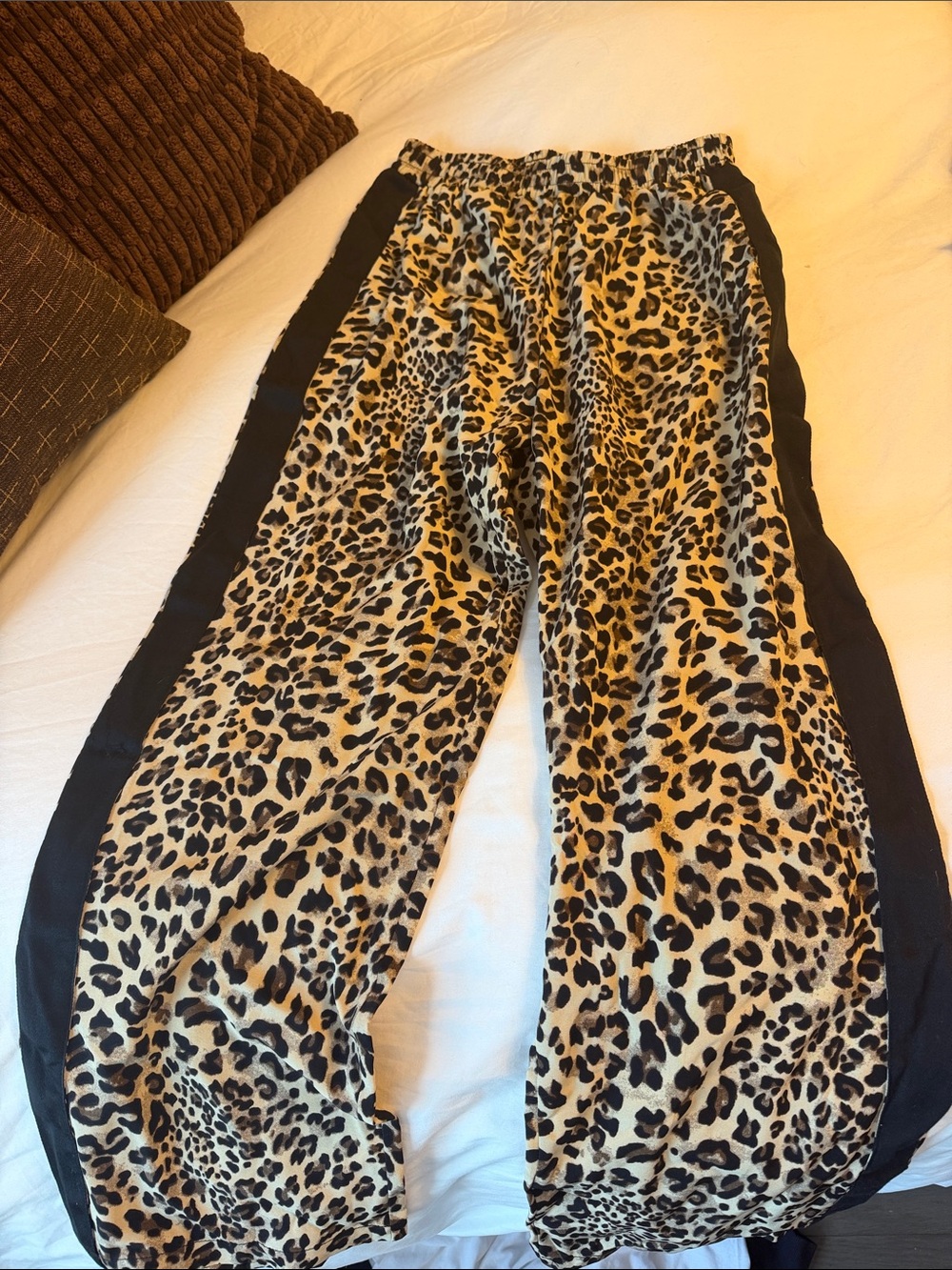 SHEIN Leopard Print Track Pants with Black Side Panels